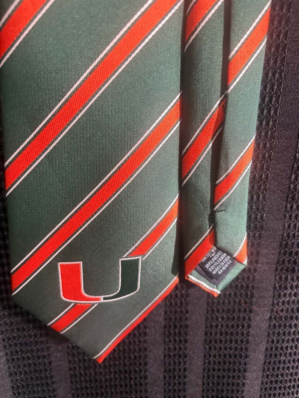 Eagles Wings University of Miami Hurricanes Striped Necktie